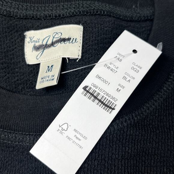 J Crew Sweater Sweatshirt Tee Mens Medium Black Single Dye Crewneck Pullover - Picture 6 of 8